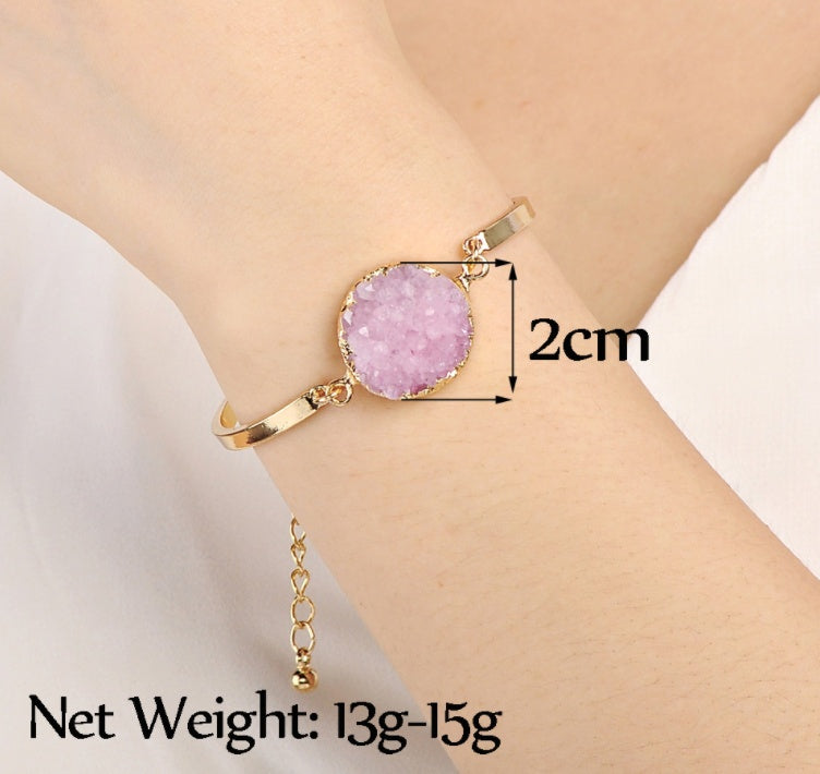 Bracelet Round Energy Crystal White Green