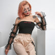 new sexy word shoulder tube top mesh long-sleeved umbilical shirt women