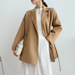 High-end nightgown water ripple double-sided cashmere coat women lace wool