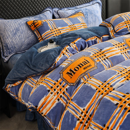 New Milk Fiber Printed Four-piece Bedding Set