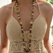 Fashionable All-match Ethnic Style Accessories Bohemian Vacation Style Random Wooden Bead Beaded Grass Woven Long Necklace