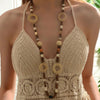 Fashionable All-match Ethnic Style Accessories Bohemian Vacation Style Random Wooden Bead Beaded Grass Woven Long Necklace