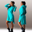 fashion irregular hooded long-sleeved dress sweater