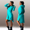 fashion irregular hooded long-sleeved dress sweater