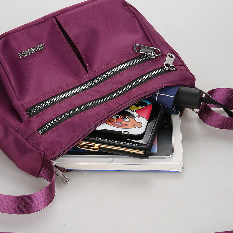 Large Capacity Shoulder Bags With Three Layers Of Zipper Design Women's Nylon Crossbody Bag Outdoor Shopping Mummy Messenger Bag