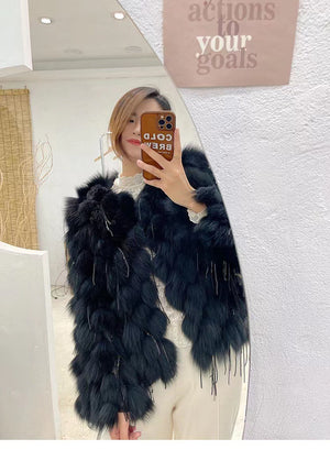 Fox Fur Fur Coat Female Short Tassel Thicken Coat
