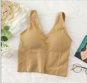 Wrapped Chest Strap And Padding Non-wire Sports Bra