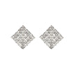 Square Over 25 Silver Stud Rhinestone-encrusted Vintage Earrings