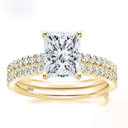 Bracelet S925 Inlaid Princess Zircon Women's 2 Karat Rhinestone Ring