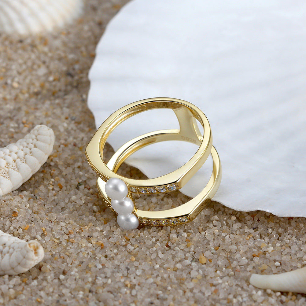 Natural Pearl Ring S925 Silver Index Finger