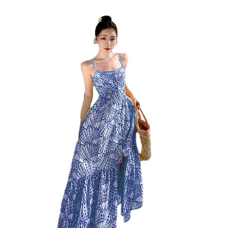 Waist Slimming Vacation Style Beach Dress Summer