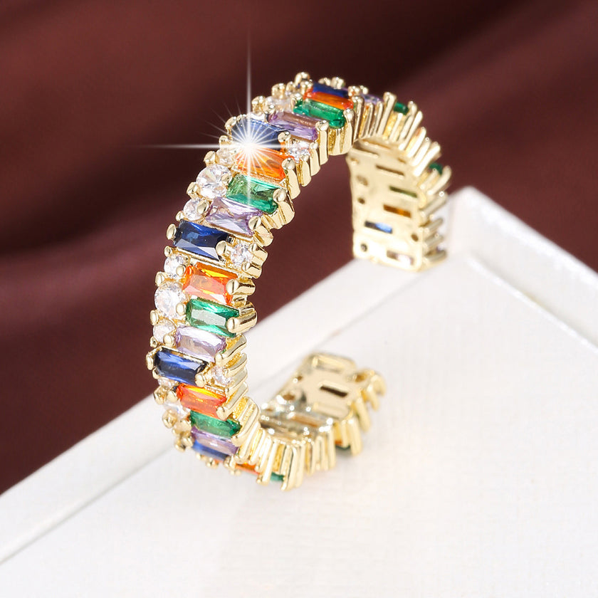 Simple Women's Geometric Zircon Ring