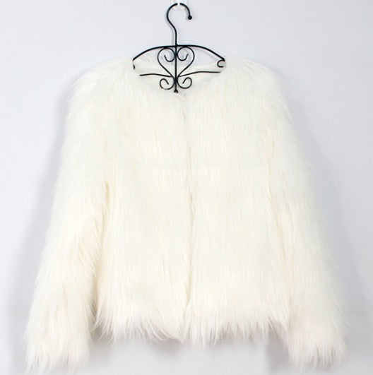 ladies fur coat long-sleeved women drift coat jacket wool coat V word collar
