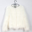 ladies fur coat long-sleeved women drift coat jacket wool coat V word collar