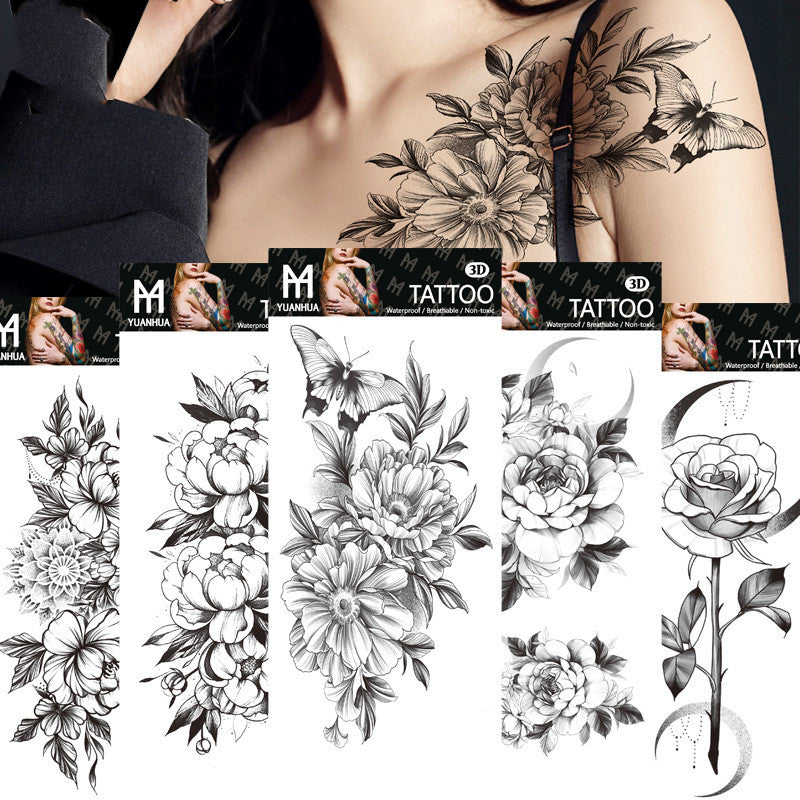 Plain Flower Tattoo Stickers New Waterproof Tattoo Stickers