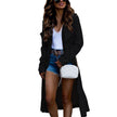 Lapel solid color windbreaker long coat women