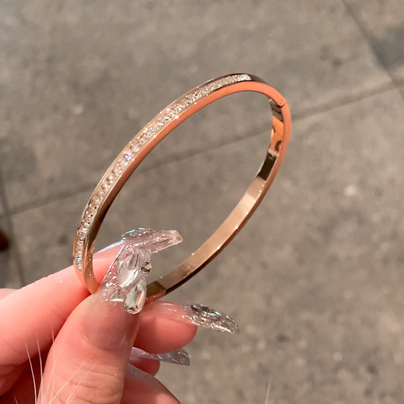 Stainless Steel Bracelet Women's Hand Jewelry High-grade Full Diamond Bracelet