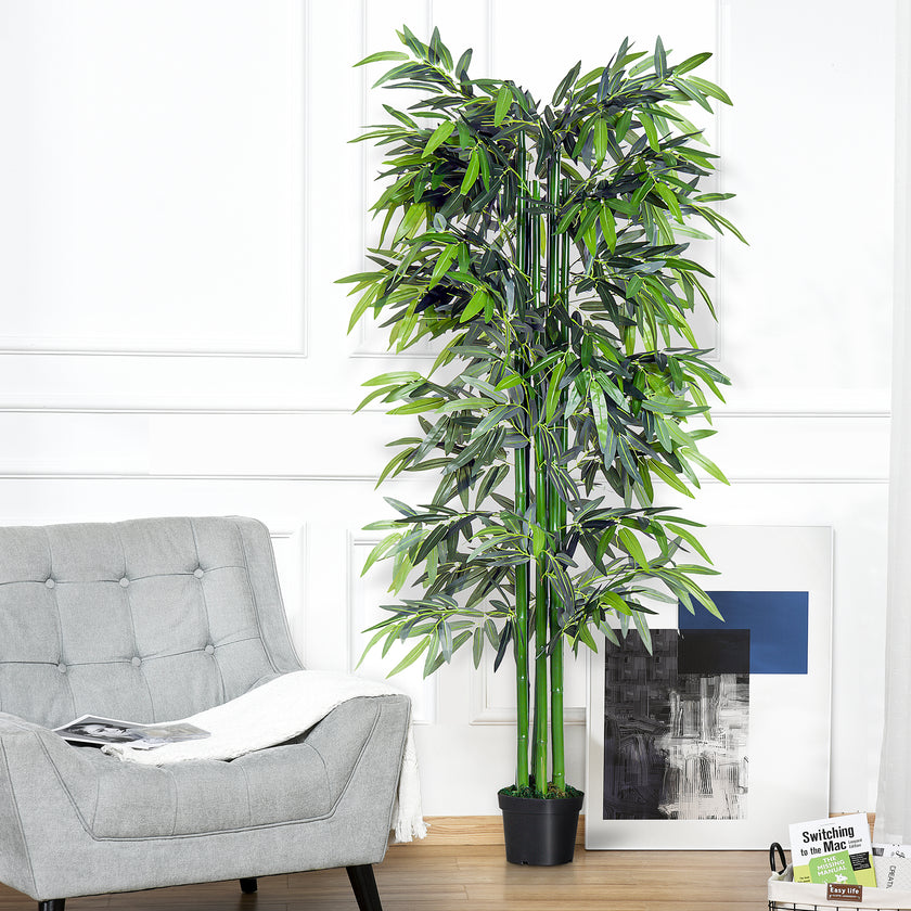 6ft Artificial Bamboo Tree Plant Greenery In A Pot For Home Office Planter 1.8M