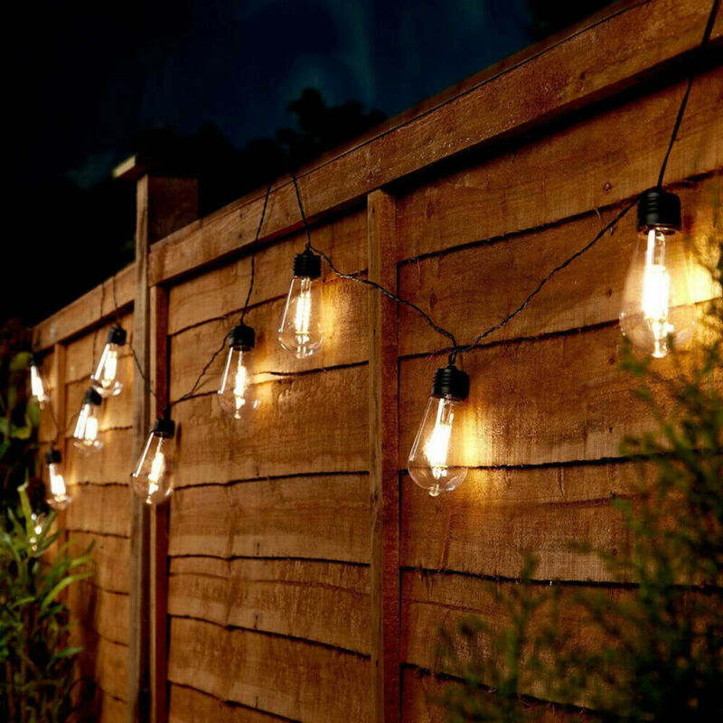 5M 20 LED Solar Powered Retro Bulb String Lights Garden Outdoor Fairy Party Lamp