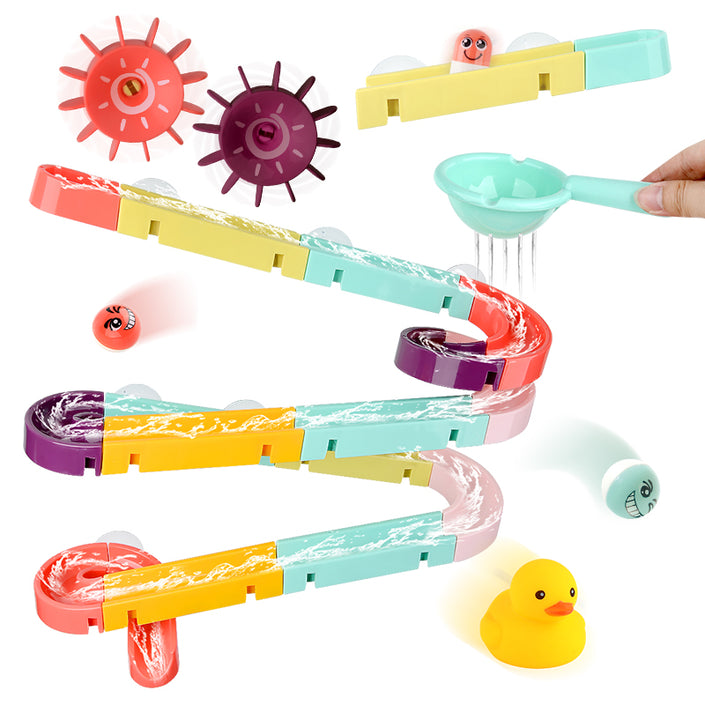 Kids Bath Toys Wall Suction Cup Marble Race Run Track Bathroom