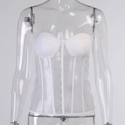 Solid Color Stitching Lace Up With A Tube Top