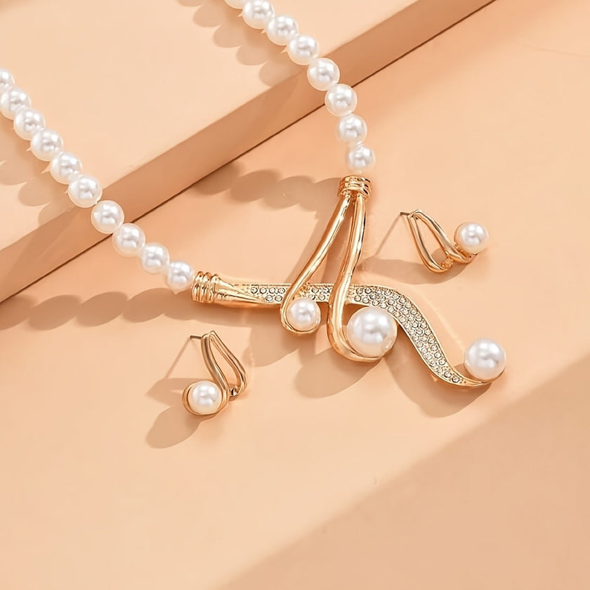 A Round Artificial Pearl Necklace And A Pair Of Geometric Round Artificial Pearl Earrings Are Fashionable, Elegant And Noble, Perfect Gifts For Lovers And Friends.