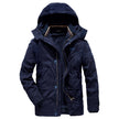 Removable Hooded Zipper Mid-Length Cotton Coat Men
