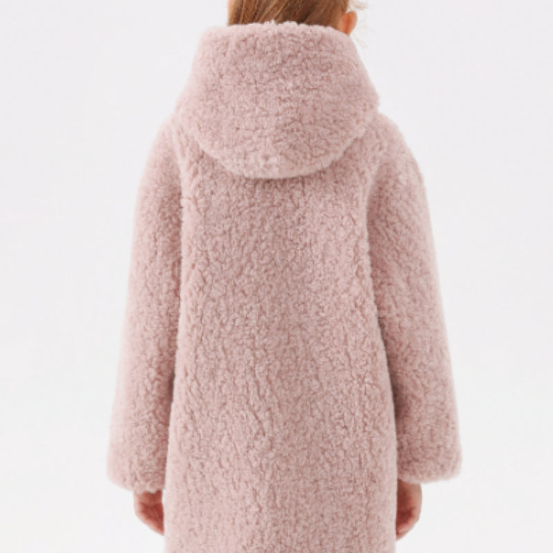 Autumn And Winter New Girls' Imitation Lamb Wool Coat Mid-length Wool