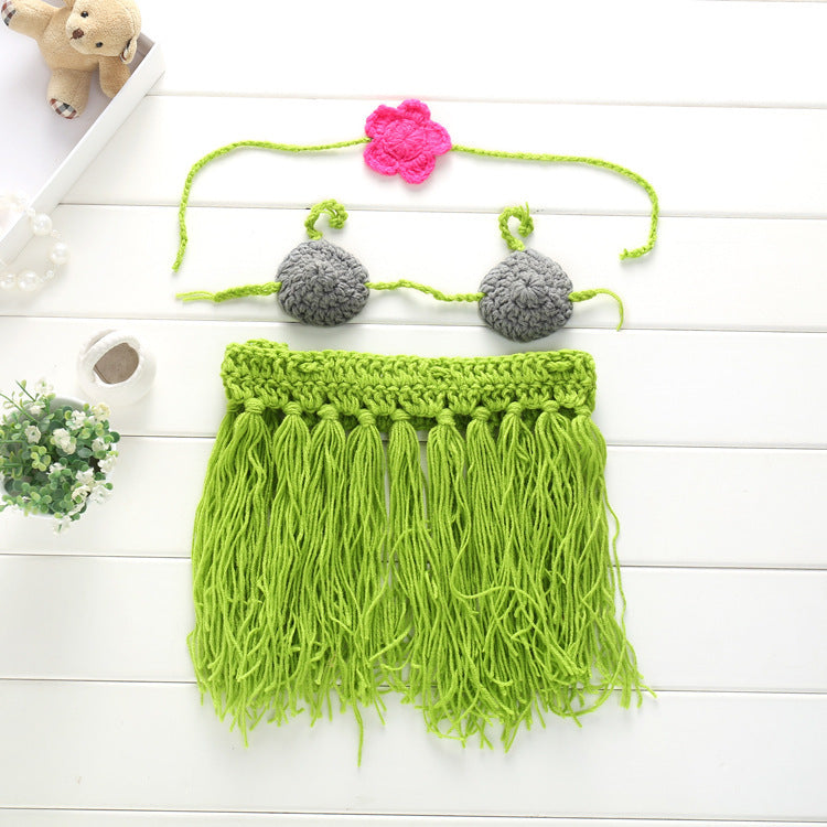 New European And American Children's Photography Clothing Newborn Sweater Suit Wool Knitting Baby Costume For Taking Photo Grass Skirt