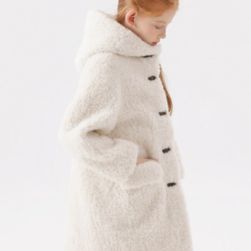 Autumn And Winter New Girls' Imitation Lamb Wool Coat Mid-length Wool