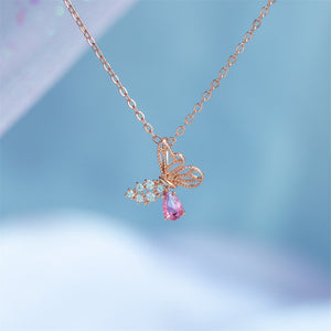 Women's Hollow Zircon Butterfly Necklace