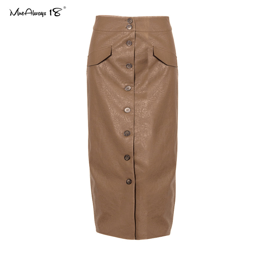 Retro slim leather skirt
