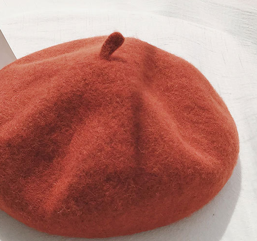 Beret women's autumn and winter warm solid color buds  hat tide