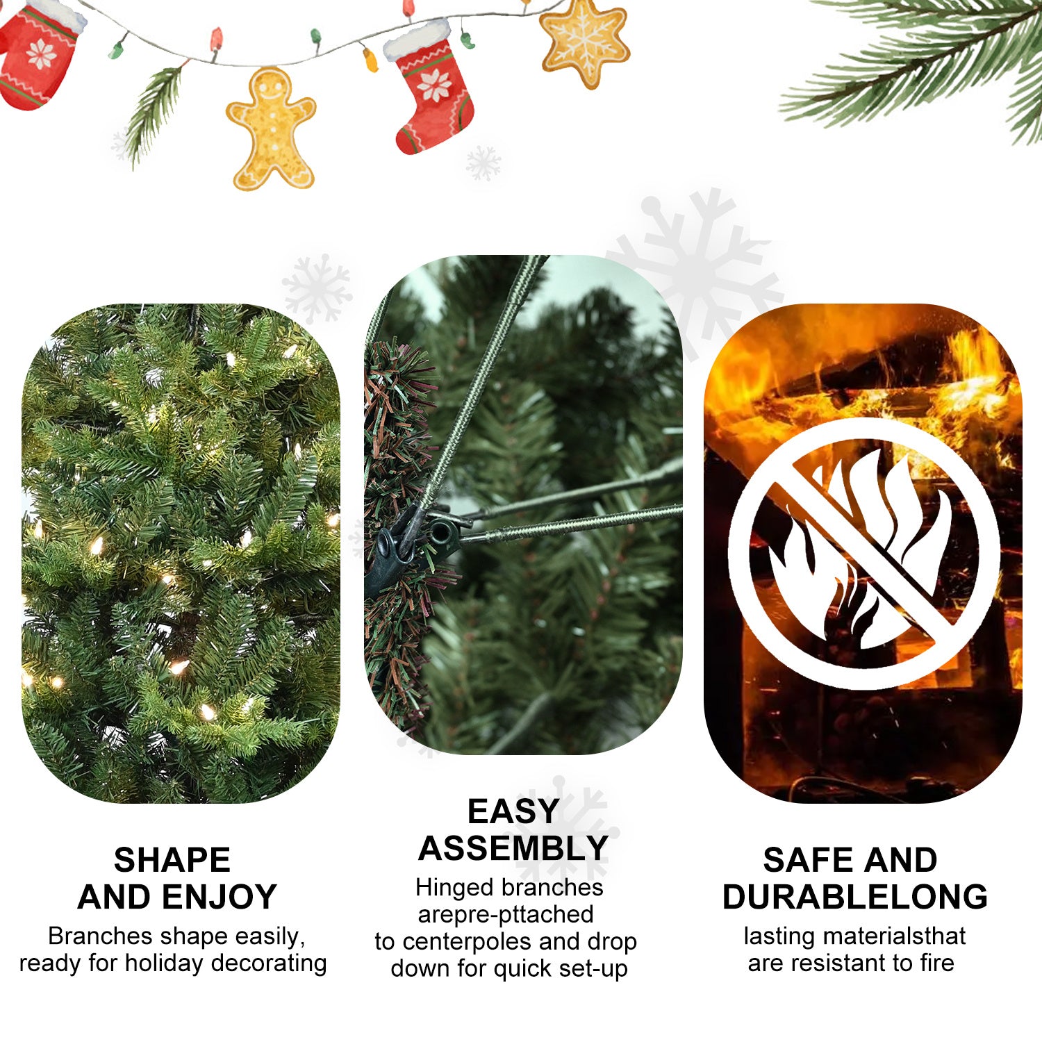 PVC Christmas Tree, Christmas Decorations, Green, With Lights
