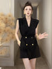 Sleeveless Cargo Suit Collar One-piece Culottes