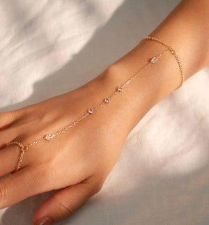 Small Rice-shaped Beads Rice Beads Zircon Pearl Ring Chain Love Finger Chain Ornament