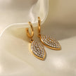 Stainless Women's Earrings Titanium Steel Diamond Leaf-shaped Pendant