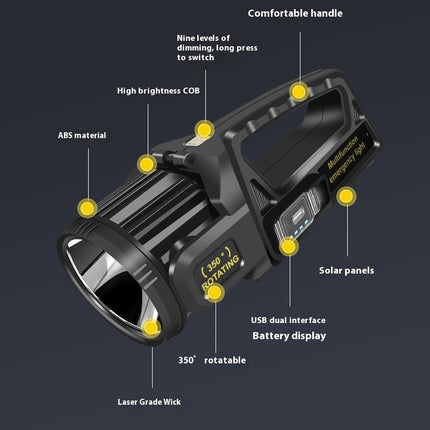 Solar Flashlight Strong Light Outdoor