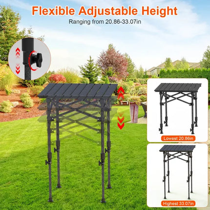 Portable Folding Camping Table With Adjustable Height Rustproof Carbon Steel Foldable Roll-Up Camping Table For Picnic Camping Hiking Beach BBQ