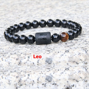 Twelve Constellation Elastic Bracelet Men Obsidian Couple