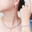 Korean Fashion Leaf Bridal Wedding Set Accessories Zircon Necklace Earrings Ring Bracelet Four-Piece Set