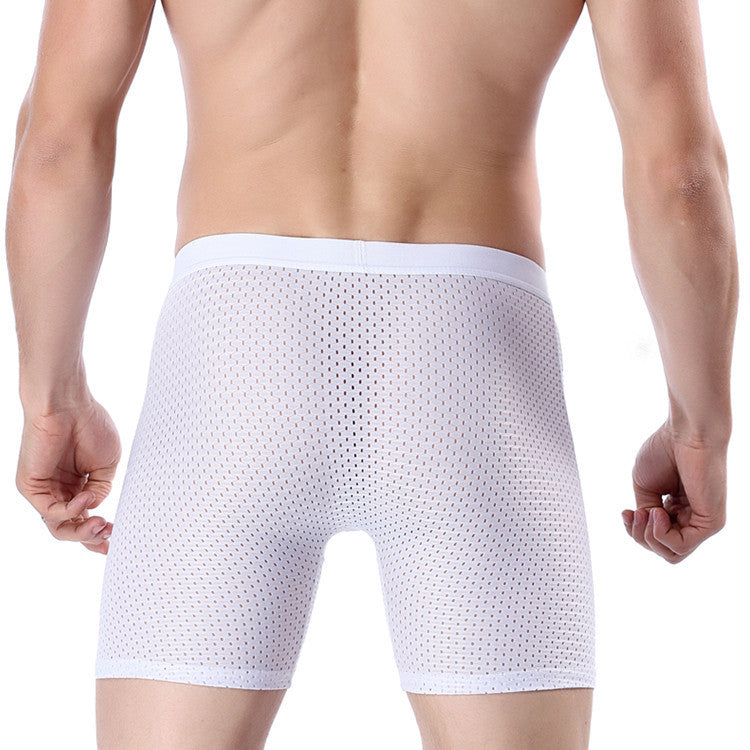 Men's Ice Silk  Mesh Lengthened Boxer Underwear
