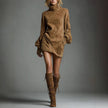 Fashion High Collar Long Sleeve Dress For Women