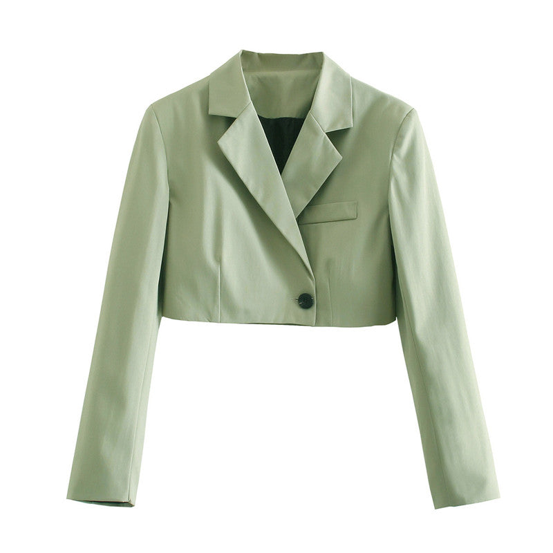 European And American Style Lapel One-button Blazer, High Waist Wrap
