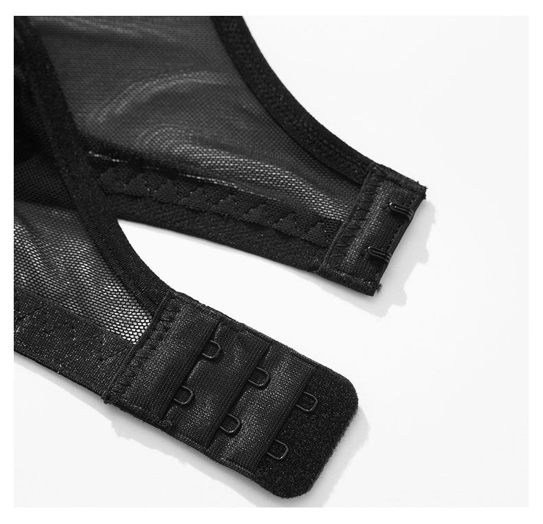 Multi-Color Mesh See-through Bra Underwear Stitching Strap Set