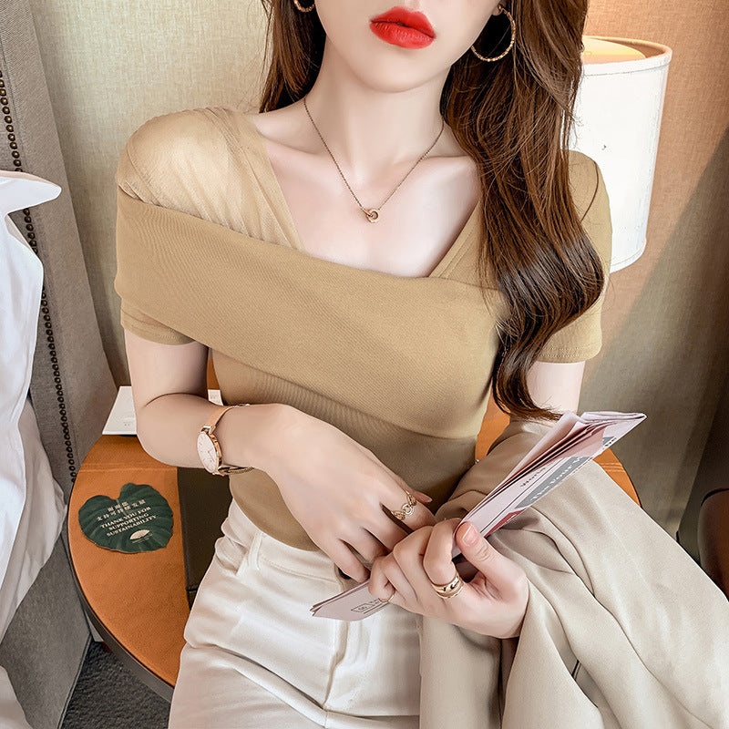 Summer Korean Slim Short Sleeve T-shirt Women