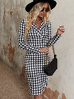 Women's Fashion Digital Printing Houndstooth Dress