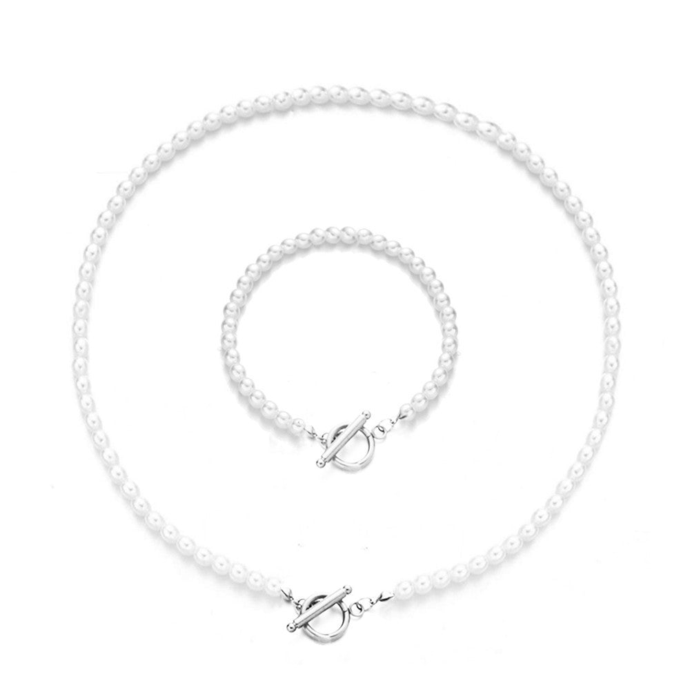 Pearl Chain Bracelet And Necklace Set