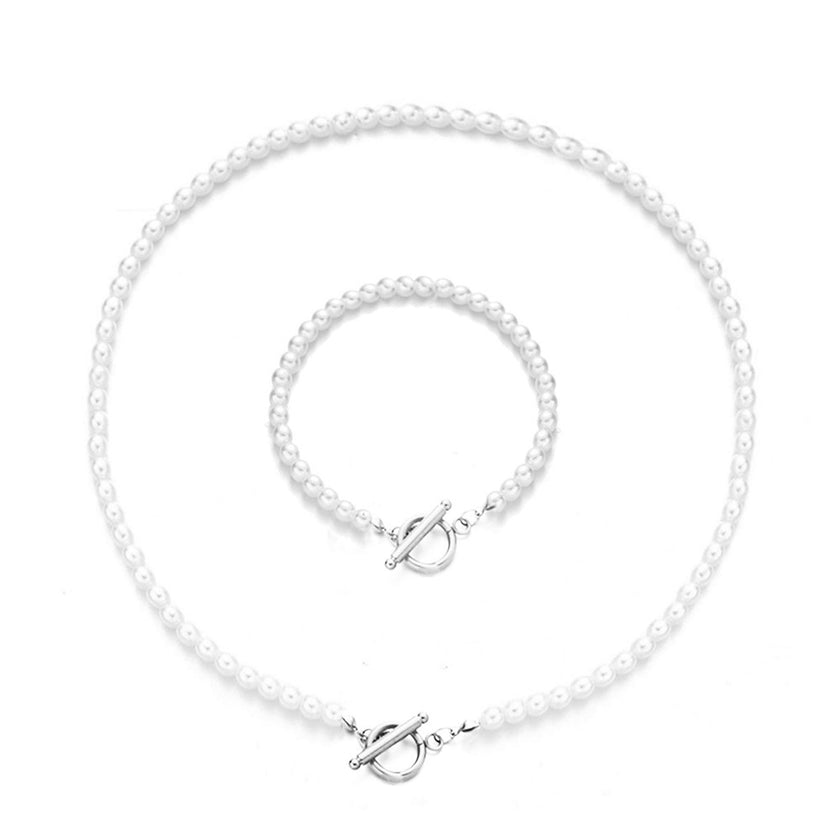 Pearl Chain Bracelet And Necklace Set