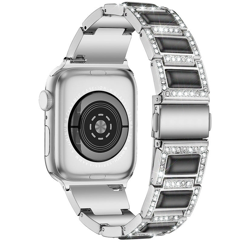 Watch With Opal Three Beads Diamond-studded Stainless Steel